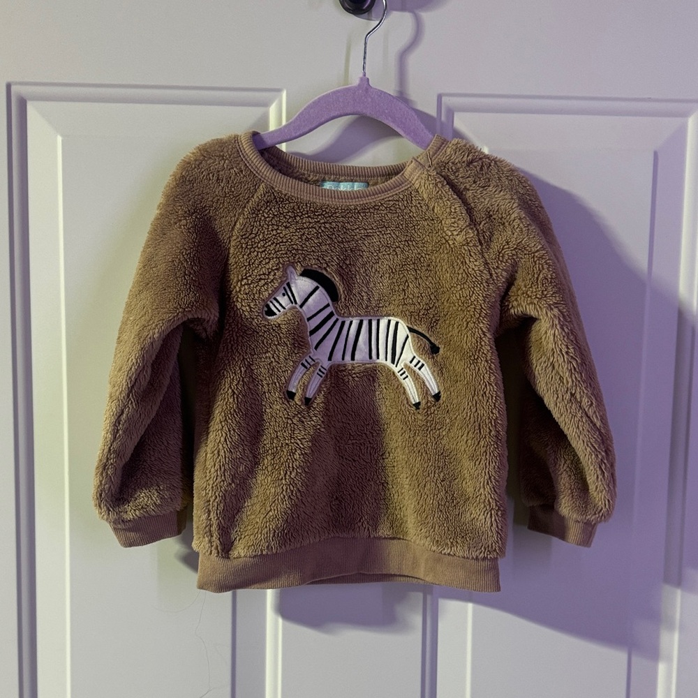 Pekkle Cozy Brown Kids Sweater with Zebra-24 months